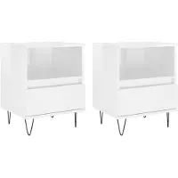 vidaXL Nachtkastjes 2 st 40x35x50 cm bewerkt hout hoogglans wit