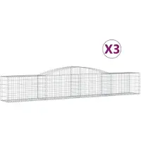 vidaXL Gabionen met boogvorm, 3 stuks, 400x50x60/80 cm, verzinkt staal