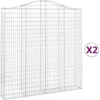 vidaXL Schanskorven 2 st gewelfd 200x30x200/220 cm ijzer