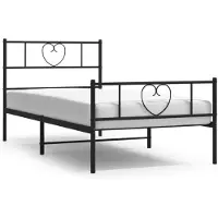 vidaXL Bedframe met hoofd- en voeteneinde metaal zwart 90x190 cm