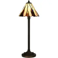 LumiLamp Tiffany tafellamp, diameter 20 cm, hoogte 60 cm, beige, bruin glas