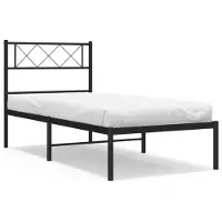 vidaXL Bedframe met hoofdbord metaal zwart 80x200 cm
