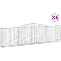 vidaXL Gabionen met boogvorm, 6 stuks, 400x30x100/120 cm, verzinkt staal