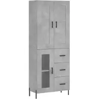 vidaXL Hoge kast 69,5x34x180 cm bewerkt hout betongrijs