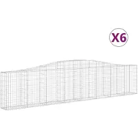 vidaXL Gabionen met boogvorm, 6 stuks, 400x30x80/100cm, verzinkt staal