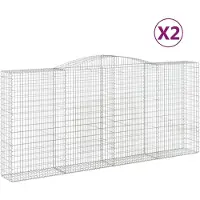 vidaXL Gabionen met boogvorm, 2 stuks, 400x50x180/200 cm, verzinkt staal