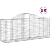 vidaXL Gabionen met boogvorm, 8 stuks, 200x50x80/100 cm, verzinkt staal