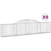 vidaXL Schanskorven 9 st gewelfd 300x30x60/80 cm gegalvaniseerd ijzer