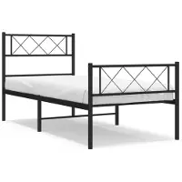 DKD Home Decor vidaXL Bedframe met hoofdeinde en voeteneinde, metaal, zwart, 90x200 cm