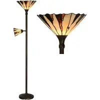Clayre & Eef Tiffany vloerlamp Ø 38x178 cm bruin glas tiffany lampen