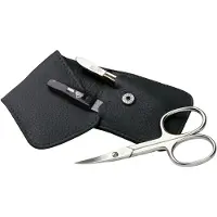 Erbe 3-delige manicure etui met drukknoopsluiting zwart (erbe9018)