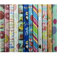 Benza Assortiment 5 rollen luxe cadeaupapier inpakpapier voor kinderen en volwassenen Party - 200 x 70 cm