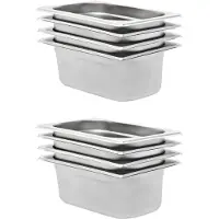 vidaXL Gastronormbakken 8 st GN 1/4 100 mm roestvrij staal