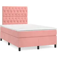 vidaXL Boxspring met matras fluweel roze 120x200 cm