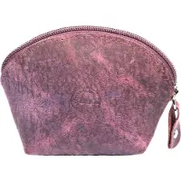 4East Vintage Paarse Ronde Portemonnee - Handgemaakt Buffelleer - Compacte en Trendy Kleine Portemonnee - 11 x 9.5 x 3 cm