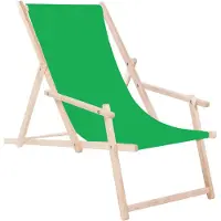 Springos - Ligbed - Strandstoel - Ligstoel - Verstelbaar - Arm Leuning - Beukenhout - Handgemaakt - Groen