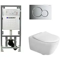 Villeroy & Boch Subway 2.0 inbouwset - met diepspoel wandcloset directflush slimseat zitting afdekplaat verchroomd - glans wit 0701131/0700519/ga26028/ga91964/