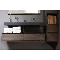 Forzalaqua Bellezza wastafel 80x50cm met 2 kraangaten graniet