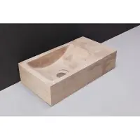 Forzalaqua Venetia fonteinbak 40x22x10cm wasbak Links 0 kraangaten Natuursteen Travertin gezoet 8011330