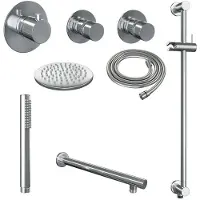 Brauer Chrome Edition complete inbouw regendouche met staafhanddouche, rechte wandarm, glijstang en hoofddouche 20cm set 13 chroom