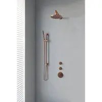 Brauer Copper Edition complete inbouw regendouche met staafhanddouche, rechte wandarm, glijstang en hoofddouche 20cm set 13 koper geborsteld PVD