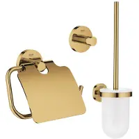 GROHE Essentials Toilet Accessoireset 3-delig - toiletborstelhouder - handdoekhaak - toiletrolhouder met klep - cool sunrise (goud) sw99004/sw99020/sw99044/