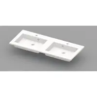 Nemo Spring Coste meubelwastafel 1200 x 500 x 200 mm met 2 afvoergaten D 45 mm 2 kraangaten met overlopen wit kunstmarmer 930955