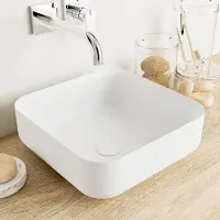 Mondiaz Binx Waskom - 36x36x13cm - vierkant - opbouw - Solid surface - Talc/Talc M49902TalcTalc