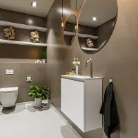 Mondiaz Ture 60cm toiletmeubel talc met wastafel talc rechts 1 kraangat