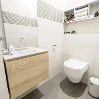 Mondiaz olan 60 cm toiletmeubel washed_oak. Lex wastafel talc midden geen kraangat