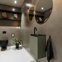 Mondiaz Ture 40cm toiletmeubel army met wastafel urban rechts 1 kraangat