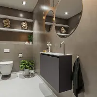 Mondiaz Ture 80cm toiletmeubel dark grey met wastafel talc rechts 1 kraangat
