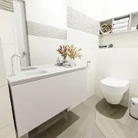Mondiaz OLAN 100cm toiletmeubel linen. LEX wastafel talc links 1 kraangat