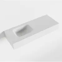 Mondiaz LEX Opbouwwastafel - 80x30x12cm - 0 kraangaten - wasbak links - Solid Surface Talc mat F52114Talc
