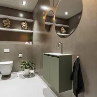 Mondiaz Ture 60cm toiletmeubel army met wastafel talc midden 1 kraangat