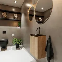 Mondiaz Ture 40cm toiletmeubel washed oak met wastafel urban links geen kraangat