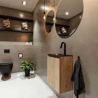Mondiaz Ture 40cm toiletmeubel washed oak met wastafel urban links 1 kraangat