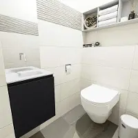 Mondiaz olan 40 cm toiletmeubel urban. Lex wastafel talc midden geen kraangat
