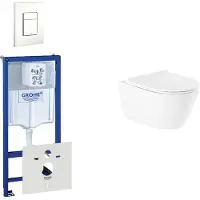 GROHE QeramiQ Salina Toiletset - inbouwreservoir - spoelrandloos - wandcloset - softclose - bedieningsplaat verticaal/horizontaal - wit 0720003/0729205/sw96855/sw96857/