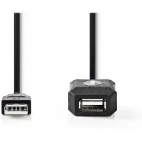 Nedis CCGL60EXTBK200, 20 meter, USB A, USB A, USB 2.0, 0,48 Gbit/s, zwart