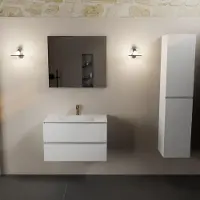 Mondiaz AIVY 80cm badmeubel Talc, wastafel Talc solid surface midden 1 kraangat met spiegel (AI-351171TALC-SI - AI-M80TAMI - AI-S80X70)