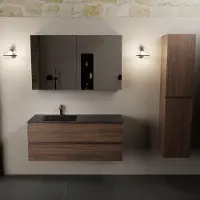 Mondiaz aivy 120 cm badmeubel mocha, wastafel urban solid surface links 1 kraangat met spiegelkast