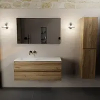 Mondiaz AIVY 120cm badmeubel Chai, wastafel Talc solid surface links zonder kraangat met spiegel (AI-351631TALC-NO - AI-M120CHLI - AI-S120X71)