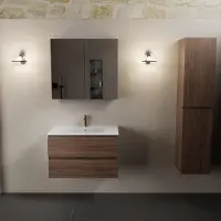 Mondiaz AIVY 80cm badmeubel Mocha, wastafel glanzend wit keramiek midden 1 kraangat met spiegelkast (M60101 - AI-M80MOMI - AI-C80MOMI)