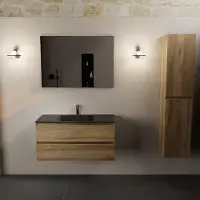 Mondiaz AIVY 100cm badmeubel Chai, wastafel Urban solid surface midden 1 kraangat met spiegel (AI-351321URBAN-SI - AI-M100CHMI - AI-S100X70)