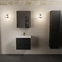 Mondiaz AIVY 60cm badmeubel Urban, wastafel Talc solid surface midden 1 kraangat met spiegelkast (AI-351111TALC-SI - AI-M60URMI - AI-C60URMI)