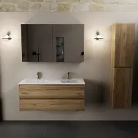 Mondiaz AIVY 120cm badmeubel Chai, wastafel glanzend wit keramiek dubbel 2 kraangaten met spiegelkast (M60104 - AI-M120CHDU - AI-C120CHMI)