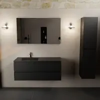 Mondiaz AIVY 120cm badmeubel Urban, wastafel Urban solid surface links 1 kraangat met spiegel (AI-351631URBAN-SI - AI-M120URLI - AI-S120X71)