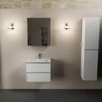 Mondiaz AIVY 60cm badmeubel Talc, wastafel Talc solid surface midden 1 kraangat met spiegelkast (AI-351111TALC-SI - AI-M60TAMI - AI-C60TAMI)