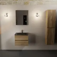 Mondiaz aivy 60 cm badmeubel chai, wastafel urban solid surface midden 1 kraangat met spiegel